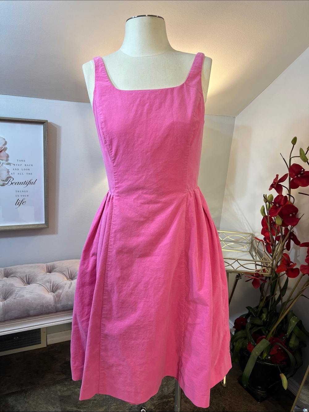 Isaac Mizrahi for Target Pink Fit & Flare Corduroy Dress - Pleated Skirt Size S